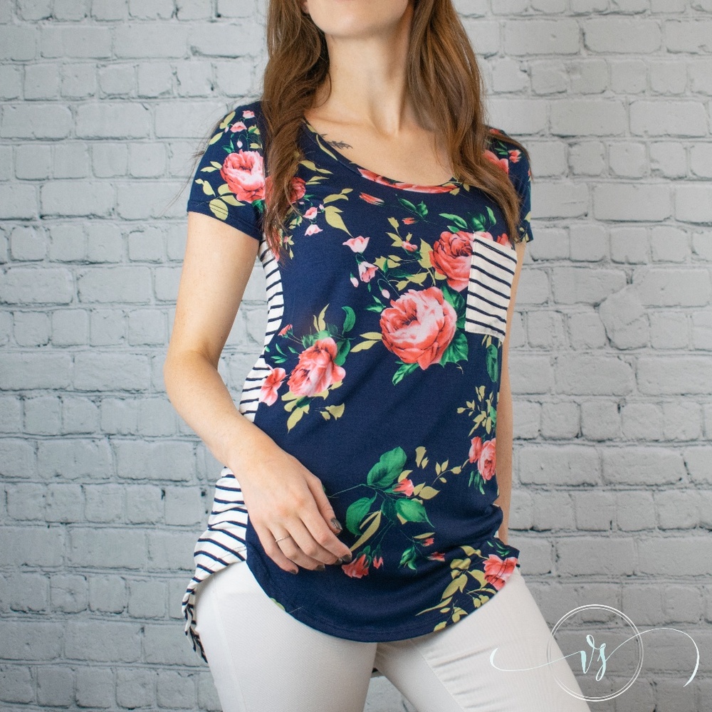 Navy Floral Tunic Tee